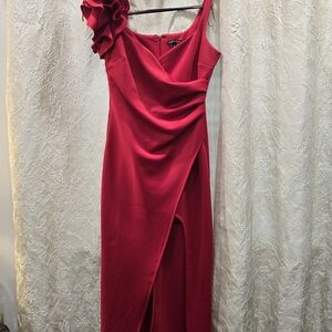 Chic One-Shoulder Red Dress
